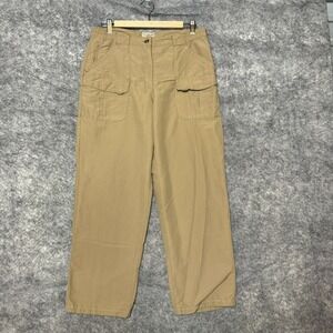 LL Bean Pants Mens Medium Beige Khaki Cargo Outdoor Hiking 100% Nylon Straight